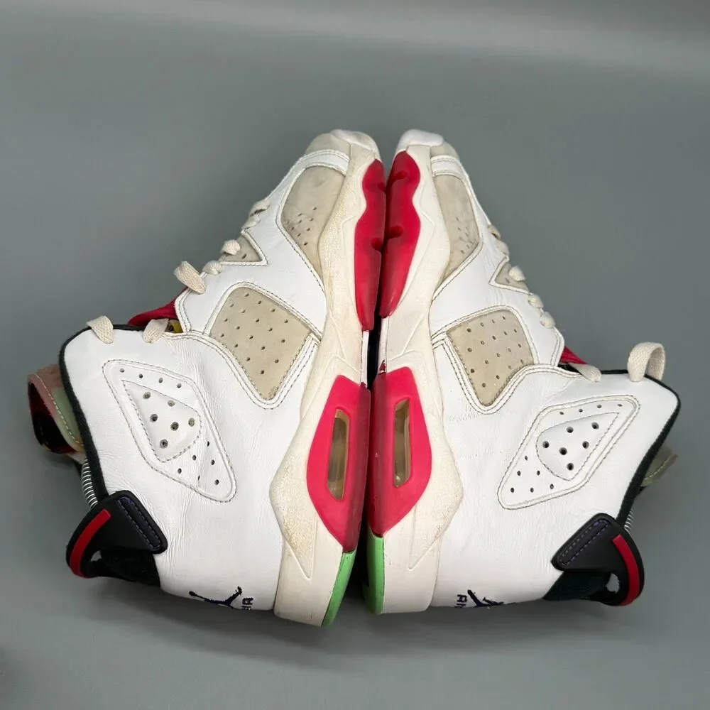 Air Jordan 6 Retro Boy's 7 White Leather Lace-Up Athletic Running Sneakers
